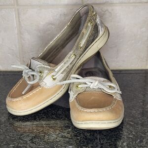Sperry boatshoes gold shimmer size 7 women's